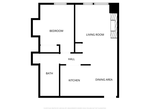 Floor plan for 1 bed, 1 bath, 900 sqft