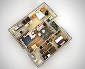 Floor plan for 2 beds, 2 baths, 1120 sqft