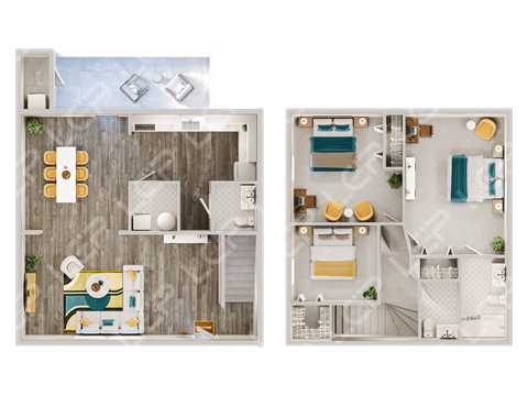 Floor plan for 3 beds, 1.5 baths, 1320 sqft