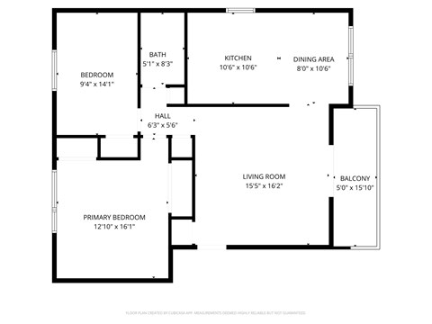Floor plan for 2 beds, 1 bath, 800 sqft
