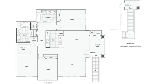 Floor plan for 3 beds, 2 baths, 1506 sqft