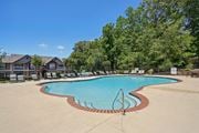 Sugar Hill apartment for rent - A large swimming pool surrounded by trees and chairs.