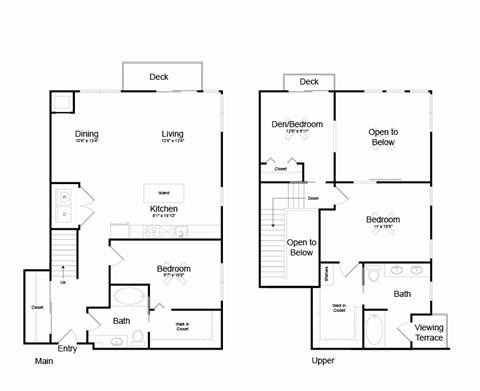 Floor plan for 2 beds, 2 baths, 1493 sqft