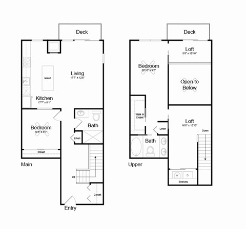 Floor plan for 2 beds, 2 baths, 1409 sqft