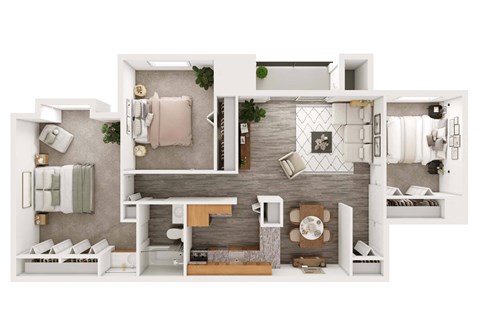 Floor plan for 2 beds, 1 bath, 1030 sqft