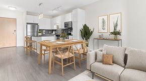 Minneapolis apartment for rent - Modern kitchen with dining at Elements of Linden Hills, Minneapolis