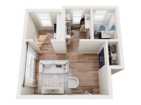 Floor plan for studio, 1 bath, 450 sqft