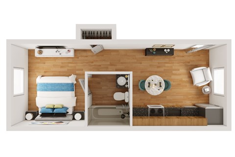 Floor plan for 1 bed, 1 bath, 800 sqft