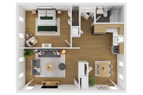 Floor plan for 1 bed, 1 bath, 800 sqft