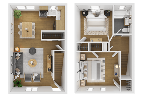 Floor plan for 2 beds, 1.5 baths, 1185 sqft