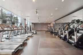 Wheaton apartment for rent - fitness center with cardio equipment and large windows