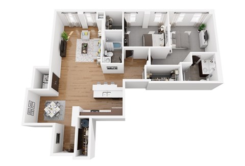 Floor plan for 2 beds, 2 baths, 1448 sqft
