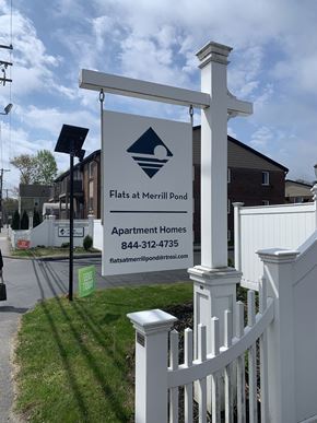 Worcester apartment for rent - an outdoor sign for Flats at Merrill Pond at Flats at Merrill Pond, Massachusetts, 01607