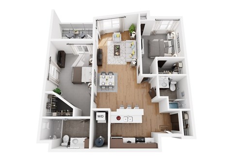 Floor plan for 2 beds, 2 baths, 1156 sqft