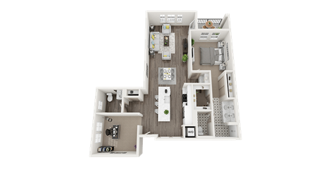 Floor plan for 1 bed, 1.5 baths, 1144 sqft