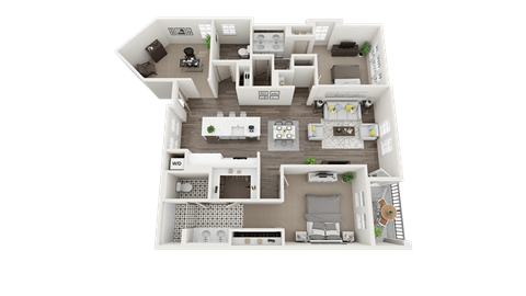 Floor plan for 2 beds, 2.5 baths, 1409 sqft