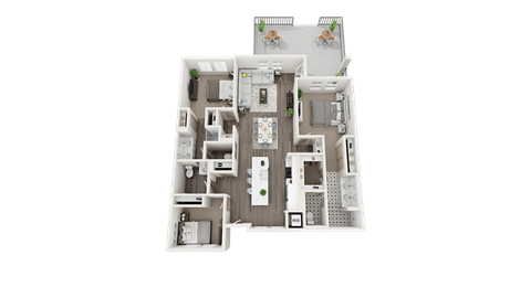 Floor plan for 3 beds, 2.5 baths, 1423 sqft