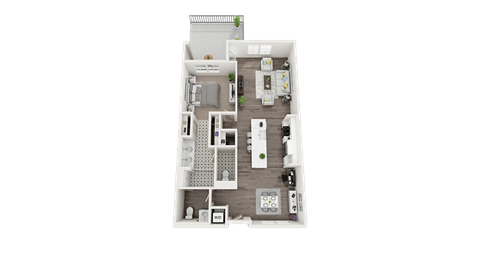 Floor plan for 1 bed, 1.5 baths, 1016 sqft