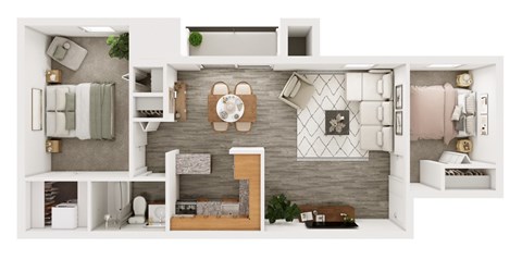 Floor plan for 1 bed, 1 bath, 820 sqft