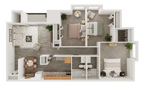 Floor plan for 3 beds, 2 baths, 1080 sqft