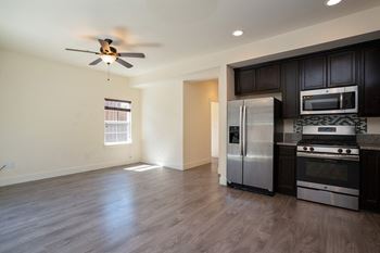 Fully equipped kitchen with stainless steel appliance package