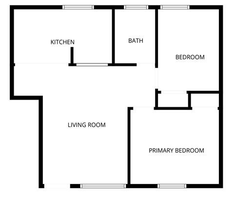 Floor plan for 2 beds, 1 bath, 1150 sqft