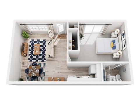 Floor plan for 1 bed, 1 bath, 459 sqft
