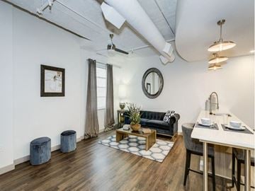 Wichita apartment for rent - a living room with a couch and a table