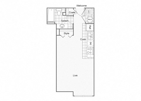 Floor plan for studio, 1 bath, 456 sqft