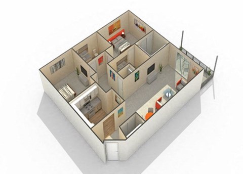 Floor plan for 2 beds, 2 baths, 1155 sqft