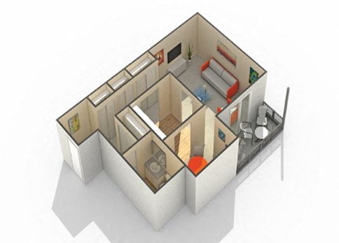 Floor plan for studio, 1 bath, 600 sqft