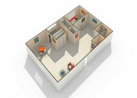 Floor plan for 1 bed, 1 bath, 800 sqft