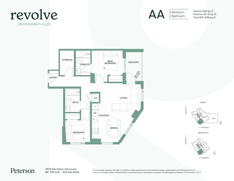 Floor plan for 2 beds, 2 baths, 859 sqft