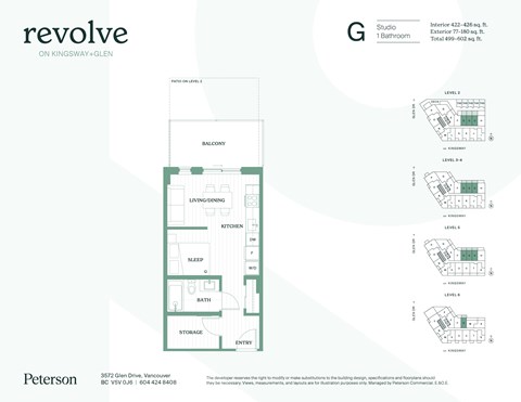 Floor plan for studio, 1 bath, 499 sqft