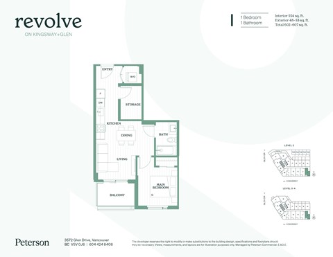 Floor plan for 1 bed, 1 bath