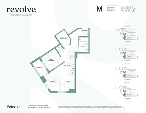 Floor plan for 1 bed, 1 bath