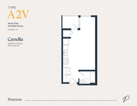 Floor plan for studio, 1 bath, 414 sqft