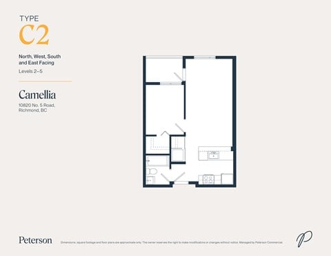Floor plan for 1 bed, 1 bath, 579 sqft