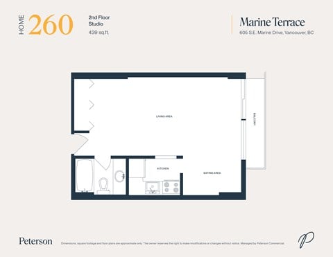 Floor plan for studio, 1 bath, 440 sqft