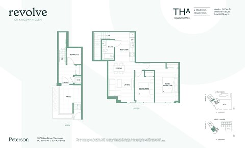 Floor plan for 2 beds, 2 baths, 1072 sqft