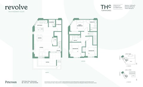 Floor plan for 3 beds, 2.5 baths