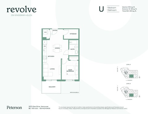 Floor plan for 1 bed, 1 bath, 478 sqft