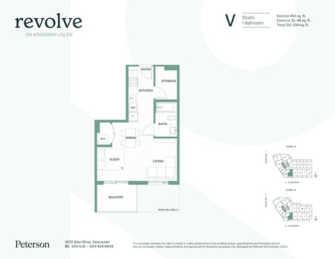 Floor plan for studio, 1 bath, 378 sqft