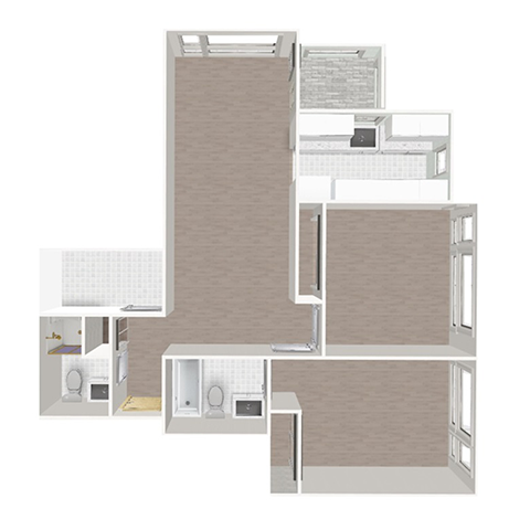Floor plan for 2 beds, 2 baths, 815 sqft