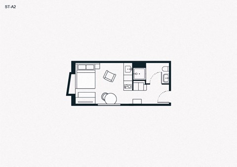Floor plan for studio, 1 bath, 284 sqft