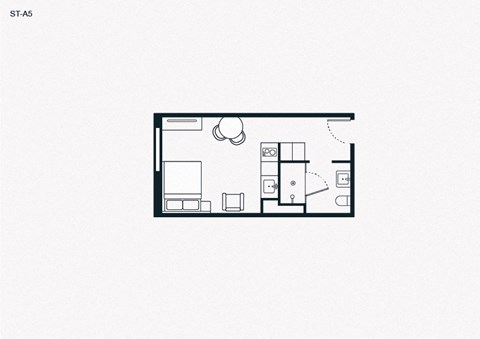 Floor plan for studio, 1 bath, 307 sqft