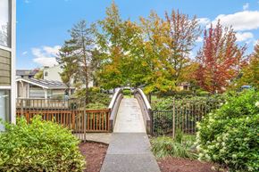 Kent apartment for rent - A bridge in a residential area with trees in autumn colors.