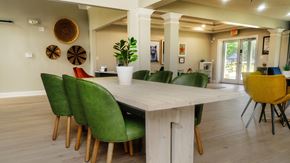 Duluth apartment for rent - Leasing office lobby with modern seating and natural light