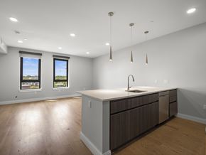 Somerville apartment for rent - A kitchen with a sink and a window.