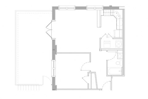 Floor plan for 1 bed, 1 bath, 625 sqft